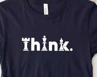 Think Chess Graphic Tee - Minimalist Chess Player Gift