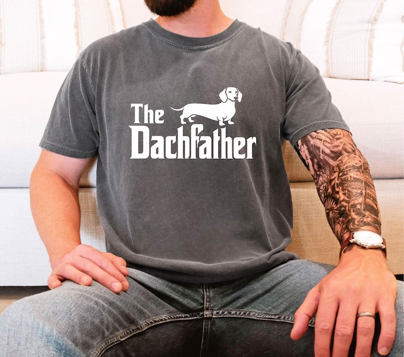 The Dachfather Comfort Colors Shirt,Dachshund Dad Shirt,Wiener Dog Shirt,Father's Day Dachshund Dad Gift Tshirt,Dachshund Dog Owner Men Tee
