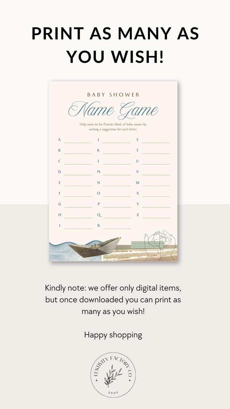 Baby Shower Name Guessing Game Blue - Etsy