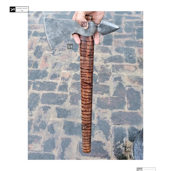 Hache Viking Forgée Main Ancientsmithy - Acier Carbone, Manche Frêne, étui Cuir (neuve)