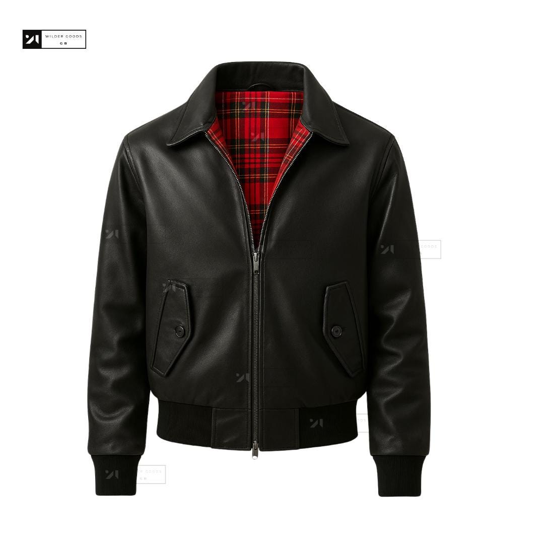 ジャケット・アウター glamb real leather Harrington jacket Men's Vintage Blue Leather Jacket with Shirt Collar