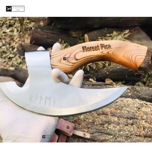 Engraved hand forged pizza Axe - Viking Bearded Camping Axe -Viking pizza cutter axe - Best Christmas & Anniversary Gift For Him