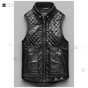 Men&#39;s Real Leather Vintage Vest-Handmade Leather Biker Vest-Black Quilted Leather Vest-Halloween Gift- Thanksgiving Gift-Christmas Gift