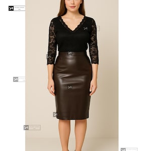 Jupe en cuir d'agneau véritable pour femmes faite main - jupe longue en cuir Office Wear-jupe longue en cuir vintage-jupe formelle en cuir véritable