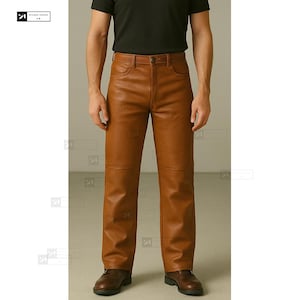 Men&#39;s  Sheep Leather Pants - Brown Leather Pants for Man - Brown Leather Jeans - Handmade Leather Pants -  Gift For Him - Fathers Day Gift