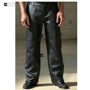 Men&#39;s Genuine Sheep Leather Pants - Black Leather Pants for Man - Leather Jeans - Handmade Leather Pants -  Gift For Him - Hot Leather Pant