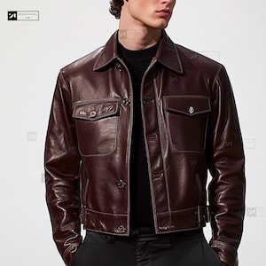 Men’s Classic Leather Aviator Jacket – Handmade Genuine Lambskin Moto Coat – Retro Slim Fit Custom Style - Vintage Bomber Jacket - Slim Fit
