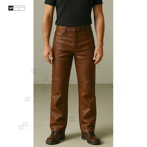Men&#39;s  Sheep Leather Pants - Brown Leather Pants for Man - Brown Leather Jeans - Handmade Leather Pants -  Gift For Him - Fathers Day Gift