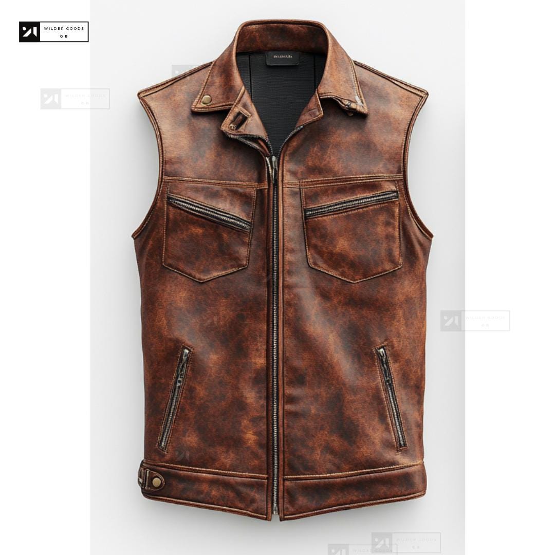 Echtleder Vintage Herrenweste Handgefertigte Motorrad-Bikerweste