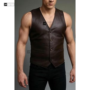 Handcrafted Men's Black  Leather Vest - Goth Leather  Biker Waistcoat - Men's Genuine Leather Motorcycle Vest-Rave Biker Vest-Casual Vest