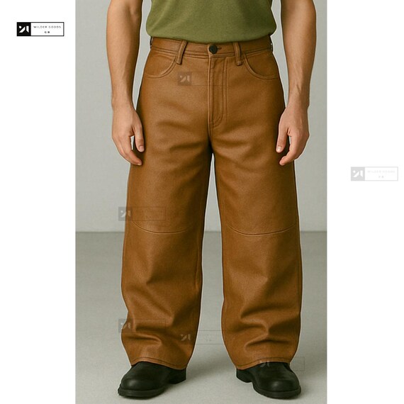 Pantalon En Cuir Véritable Pour Homme Zayn Leather - Fait Main En Inde - Coupe Regular Droite - Rouge - Neuf Avec étiquettes