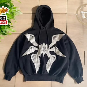 Y2K Oversized Hoodie for Women | Retro Print Streetwear Sweatshirt | Punk Hip-Hop Goth Fashion | Casual All-Match Pullover