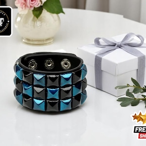 Hip-Hop Rock-Inspired Leather Bracelet | Gothic Skull Cross Wristband | Edgy Studded Jewelry | Punk Spike for Men & Women