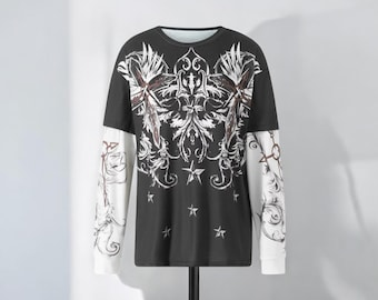 Y2K Gothic Graphic Long-sleeve T-shirt | Fairy Grunge Top - Etsy
