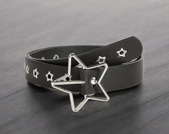 Star Buckle Waist Belt | Goth Eyelet Belt, Women's Fashion