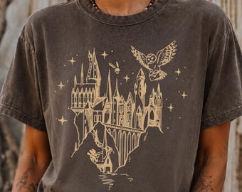 Magical Wizard Castle Owl Comfort Colors Shirt | Fantasycore Pullover Cozy Wear