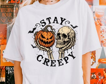 Creepy Shirt, Womens Halloween Comfort Colors Shirt, Cute Skeleton Hands Tee, Funny Halloween Outfit, Skull Tee, Spooky Season Shirt