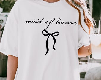 Maid Of Honor Comfort Colors® Shirt, Maid of Honor Gift, MOH Proposal Tshirt Maid of honor gift from bride, Bridesmaid gift Bow Bridal Party