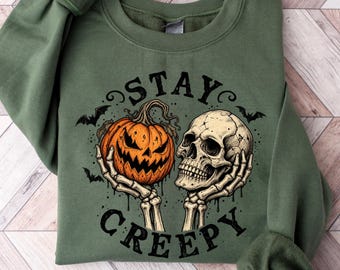 Creepy Sweatshirt, Womens Halloween Sweatshirt, Cute Skeleton Hands Tee, Funny Halloween Outfit, Skull Tee, Spooky Season Sweatshirt