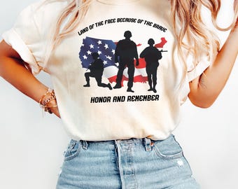 Fourth of July TShirt, Land of the brave Shirt, Patriotic American Flag Shirt, Army Shirt, Heart Memorial Day Comfort Colors® Shirt