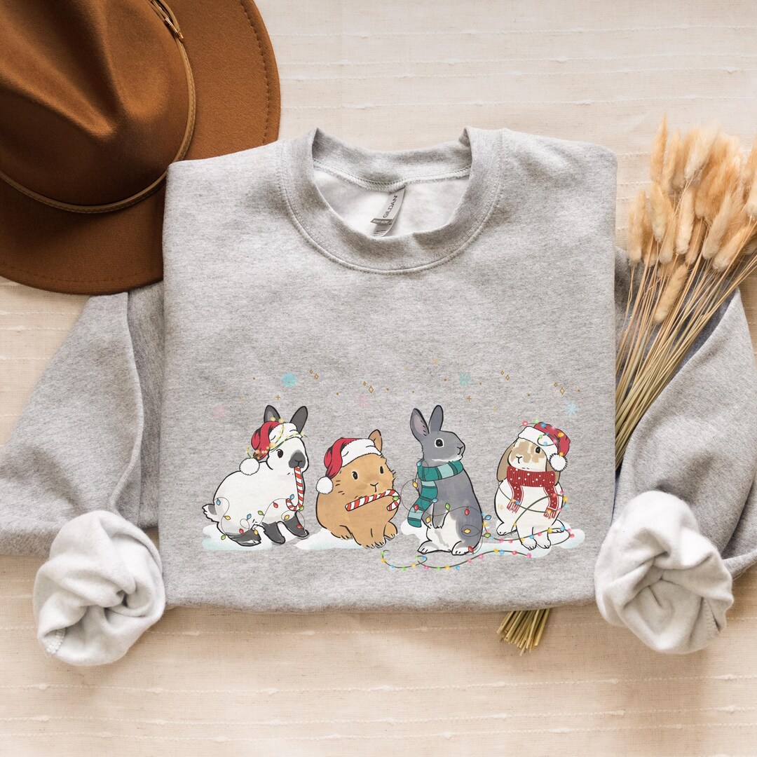 Bunny Christmas Sweatshirt, Cute Rabbit Sweat, Christmas Rabbit Gift ...