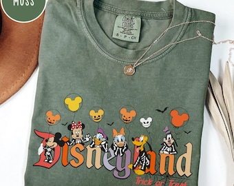 Comfort Colors® Disneyland Halloween Trick Or Treat Shirt,Mickey & Friends Halloween, Retro Disneyland Halloween,Spooky Season Pumpkin Shirt