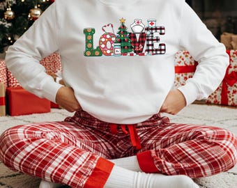 Sudadera navideña de enfermera, suéter navideño de enfermería, sudadera navideña con capucha de enfermera, sudadera navideña de enfermera escolar, sudadera navideña con estetoscopio de enfermera