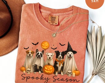 Comfort Colors® Halloween Dog Shirt,Spook Season shirt, Ghost Dog Shirt, Dog Lover Gift, Dog Halloween Shirt