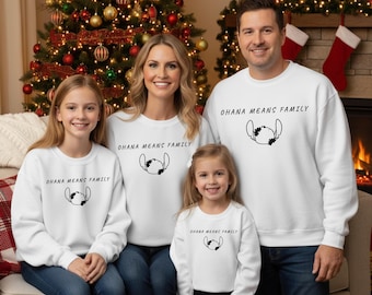 Retro Stitch Ohana Means Family Sweatshirt, Vintage Stitch Sweatshirt, Family Vacation Matching Hoodie, Family Christmas Sweatshirt