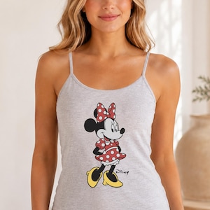 Classic Pose Minnie Mouse Spaghetti Strap Tank Top, Retro Minnie Tee, Vintage Style Disneyland Trip Shirt, Disney Couple Vacation Tank Top bild 2