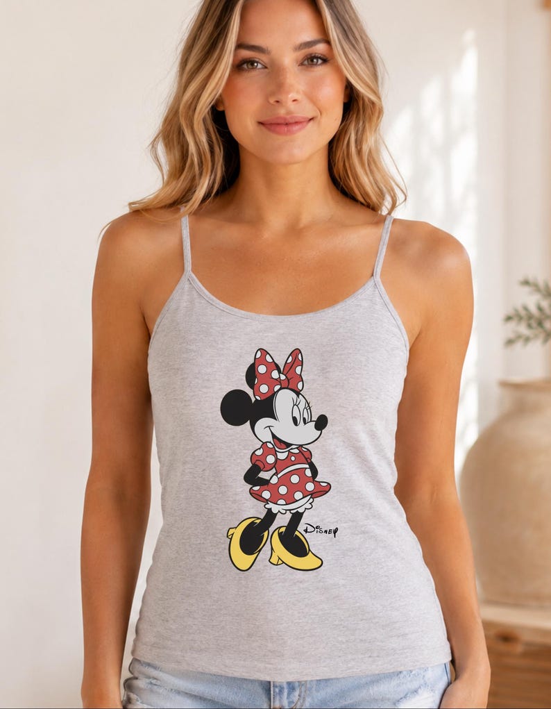 Classic Pose Minnie Mouse Spaghetti Strap Tank Top, Retro Minnie Tee, Vintage Style Disneyland Trip Shirt, Disney Couple Vacation Tank Top bild 2