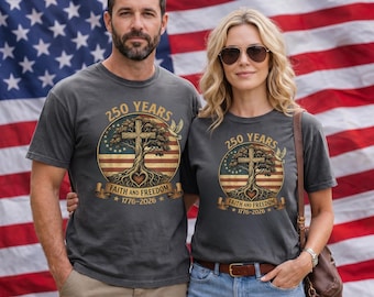Patriotic Christian Shirt, Faith Freedom USA Flag Cross Tee, 1776 2026 America 250 Years Comfort Colors T-Shirt