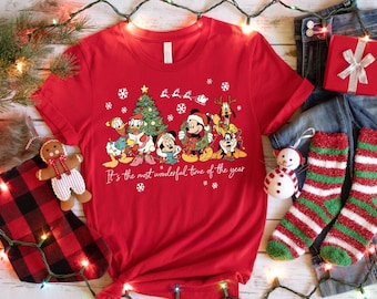 Vintage It's The Most Wonderful Time of The Year Disney Christmas Shirt,Cartoon Mickey and Friends Christmas Party 2025,Mickey & Friends
