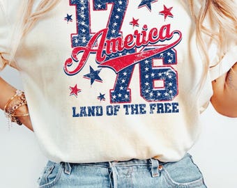 1776 America Comfort Colors Shirt, Vintage USA Flag Patriotic Tee, Retro Independence Day Fourth of July TShirt, America 1776 Tee