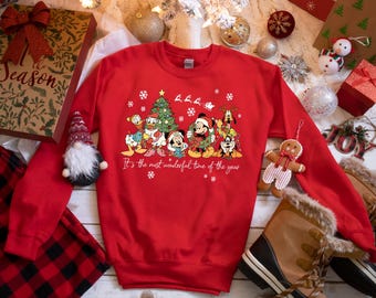 Sudadera navideña vintage de Disney "Es la época más maravillosa del año", Mickey y sus amigos, fiesta navideña 2025, Mickey y sus amigos