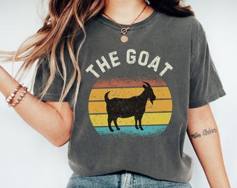 Comfort Colors® THE GOAT Retro T-Shirt | Funny Goat Lover Gift | Farm Animal Tee | Greatest Of All Time Vintage Farmer Shirt