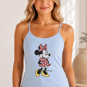 Classic Pose Minnie Mouse Spaghetti Strap Tank Top, Retro Minnie Tee, Vintage Style Disneyland Trip Shirt, Disney Couple Vacation Tank Top bild 4