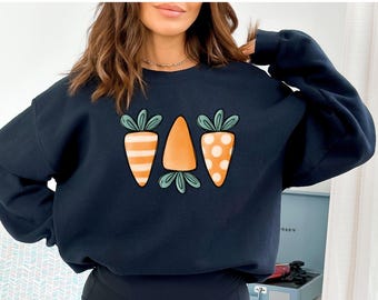 Sudadera de zanahorias de Pascua, linda sudadera de Pascua, remera bohemia de Pascua, remera de conejo de Pascua, regalo de feliz día de Pascua, remera Cottagecore de Pascua