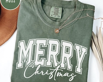 Merry Christmas Shirt , Retro Christmas Shirt, Varsity College Shirt, Comfort Colors® Shirt