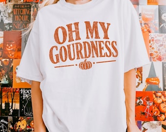 Oh My Gourdness PNG, Funny Fall Pumpkin Design, Retro Autumn Sublimation Graphic, Vintage Thanksgiving PNG, Commercial Use Digital Download