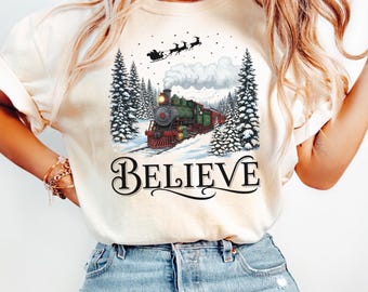 Comfort Colors® Polar Express Shirt, Christmas Gift, Christmas Believe Shirt, Merry Christmas, Gift Ideas, All Aboard Polar Express