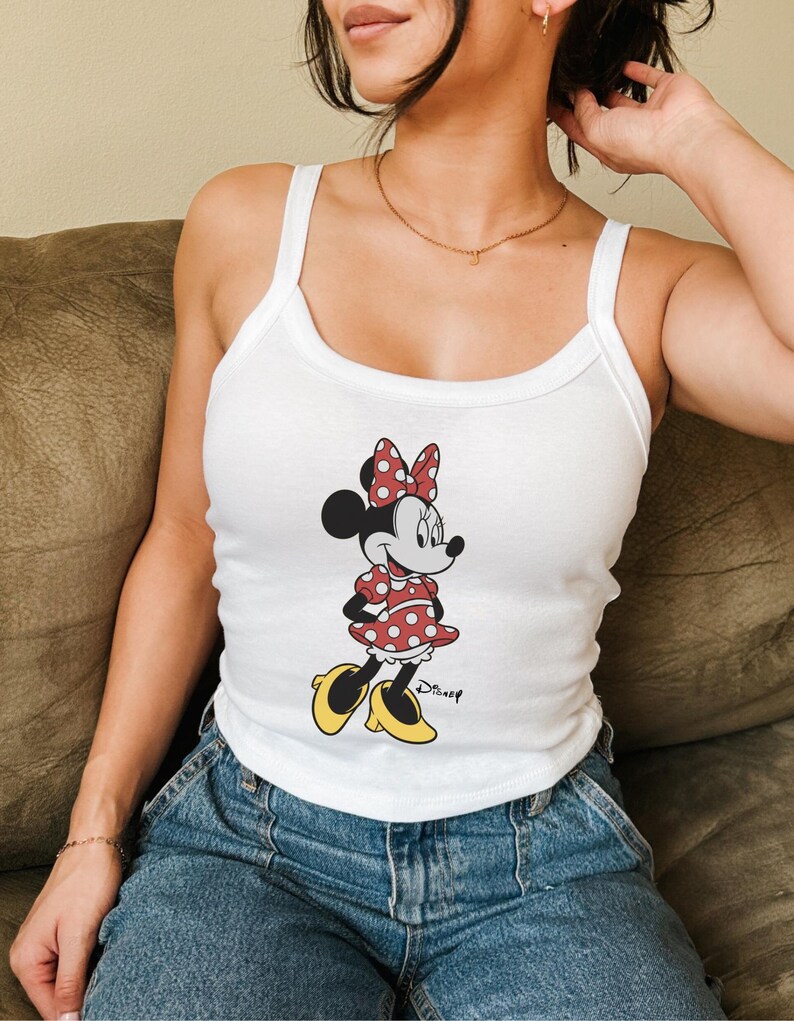 Classic Pose Minnie Mouse Spaghetti Strap Tank Top, Retro Minnie Tee, Vintage Style Disneyland Trip Shirt, Disney Couple Vacation Tank Top bild 3