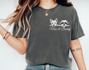 Chemise pour chien Comfort Colors®, t-shirt personnalisé pour papa, t-shirt personnalisé pour animal de compagnie, cadeau pour amoureux des chiens, t-shirt pour la Saint-Valentin, t-shirt personnalisé pour portrait d'animal de compagnie