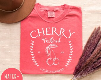 Soft Comfort Colors® tee with a sweet cottagecore vibe! Vintage cherry shirt for festivals, farmers markets, and summer days.