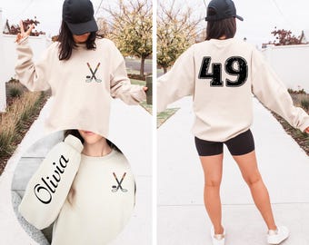 Custom Hockey Sweatshirt, Personalized Name Hoodie, Hockey Player Gift, Teen & High School Hockey, Game Day Hoodie
