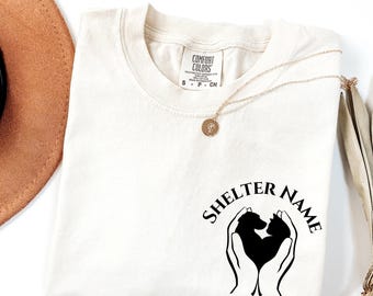 Comfort Colors® Custom Animal Rescue Shirt, Personalized Pet Shelter Gift, Dog and Cat Line Art Tee, Humane Society Fundraiser Shirt