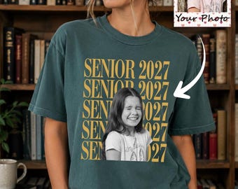 Personalized Senior 2027 Shirt, Custom Photo Graduation Tee, Vintage Class of 2027 Comfort Colors Shirt, Senior Gift