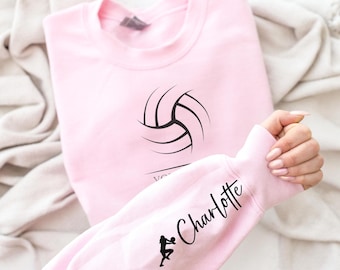 Personalized Volleyball Mom Sweatshirt, Customized Volleyball Mom Sweater, Custom Name Volleyball Mom Hoodie, Volleyball Mama Sweatshirt