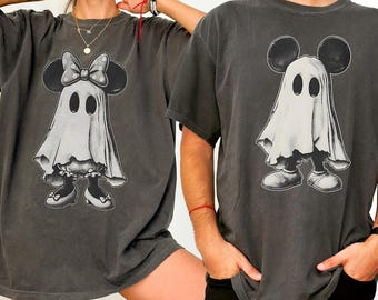 Mickey Minnie Halloween Couple Shirt, Disney Ghost Comfort Colors Tee, Spooky Season Matching T Shirt, Vintage Halloween Couple Tee
