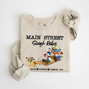 Mickey and Friends Main Street Sleigh Rides Sweatshirt, Disney Christmas Sweatshirt, Mickey and friends Christmas Sweatshirt